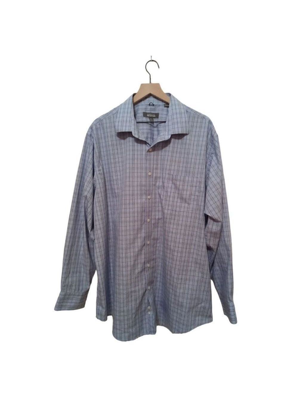 KENNETH Cole Reaction Blue Plaid Regular Fit Casual Button Down Shirt Sz 2XL